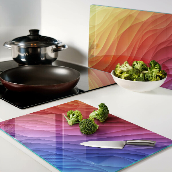 Tagliere in vetro temperato con motivo a onde colorate