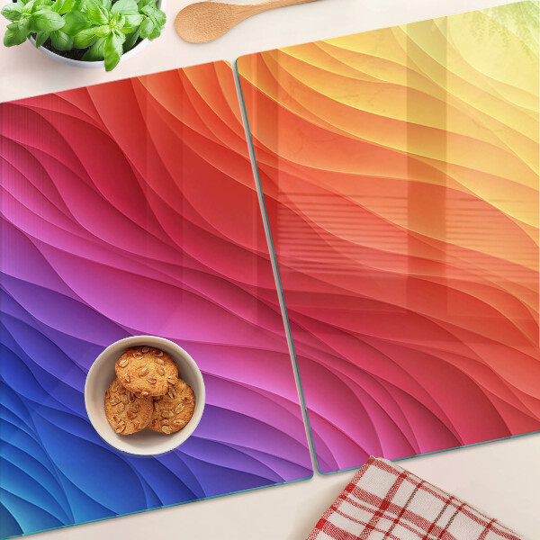 Tagliere in vetro temperato con motivo a onde colorate