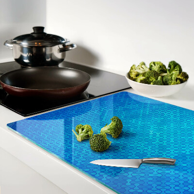 Tagliere in vetro temperato con motivo ondulato nei toni del blu