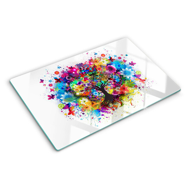 Tagliere in vetro temperato Albero della vita multicolore