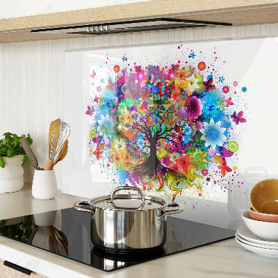 Tagliere in vetro temperato Albero della vita multicolore