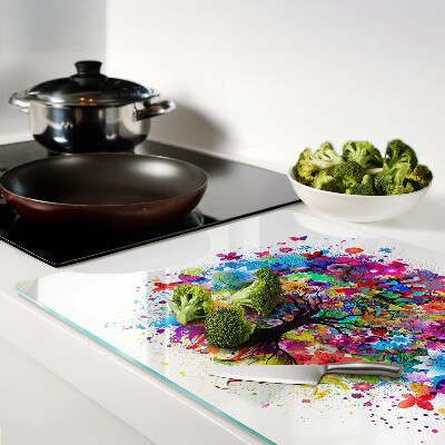 Tagliere in vetro temperato Albero della vita multicolore