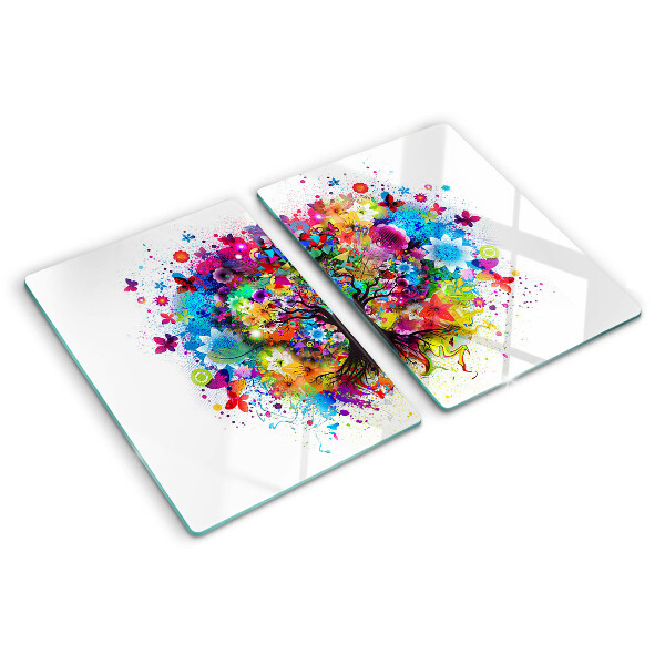Tagliere in vetro temperato Albero della vita multicolore