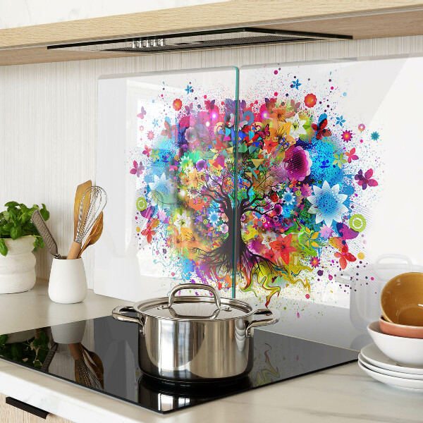 Tagliere in vetro temperato Albero della vita multicolore