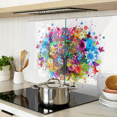 Tagliere in vetro temperato Albero della vita multicolore