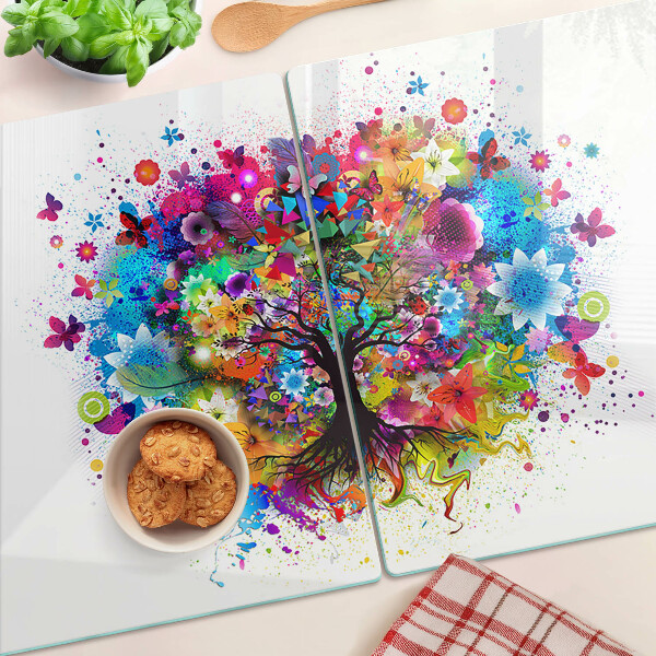 Tagliere in vetro temperato Albero della vita multicolore