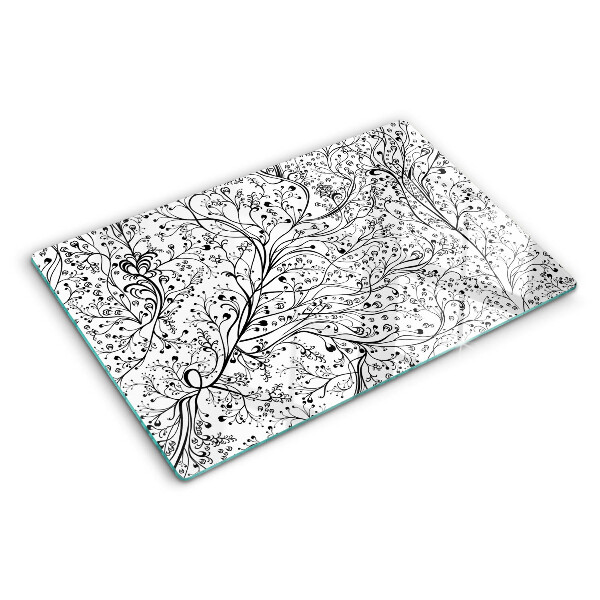 Tagliere in vetro temperato con motivo vegetale a rami delicati