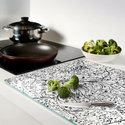 Tagliere in vetro temperato con motivo vegetale a rami delicati