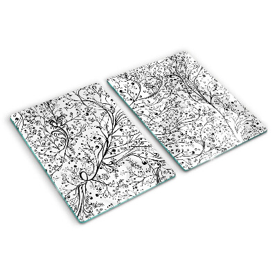 Tagliere in vetro temperato con motivo vegetale a rami delicati