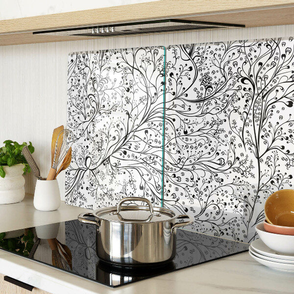 Tagliere in vetro temperato con motivo vegetale a rami delicati