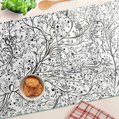 Tagliere in vetro temperato con motivo vegetale a rami delicati