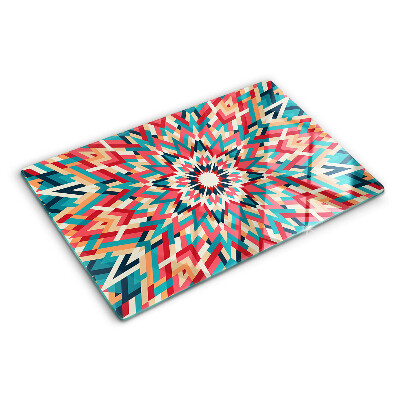 Tagliere in vetro con decorazione mandala multicolore