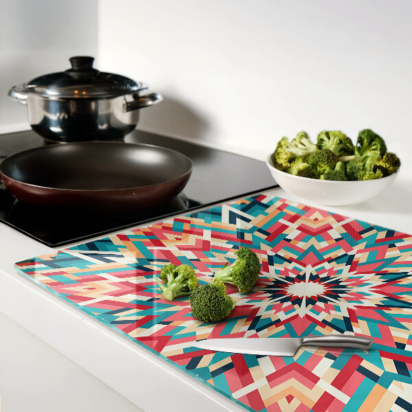 Tagliere in vetro Mandala multicolore