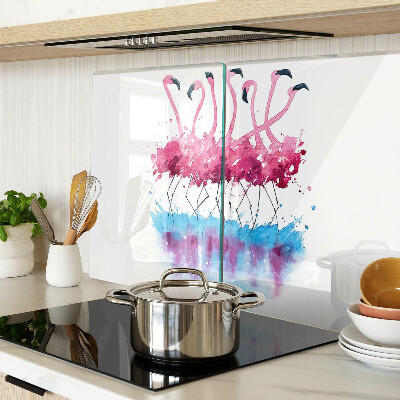 Tagliere in vetro temperato con motivo di fenicotteri in stile acquerello