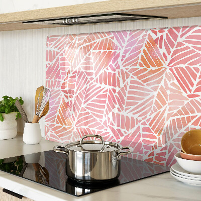 Tagliere in vetro con decorazione a foglie in tonalità pastello