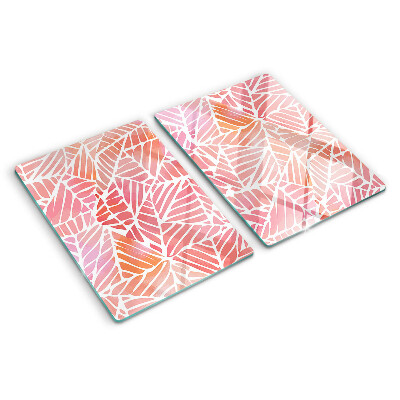 Tagliere in vetro con decorazione a foglie in tonalità pastello