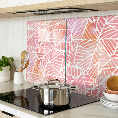 Tagliere in vetro con decorazione a foglie in tonalità pastello