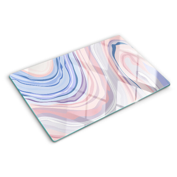 Tagliere in vetro temperato con motivo marmorizzato nei toni pastello