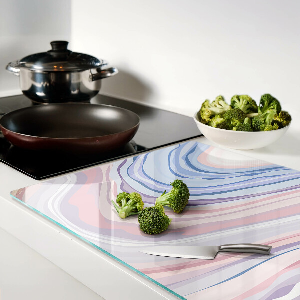 Tagliere in vetro temperato con motivo marmorizzato nei toni pastello