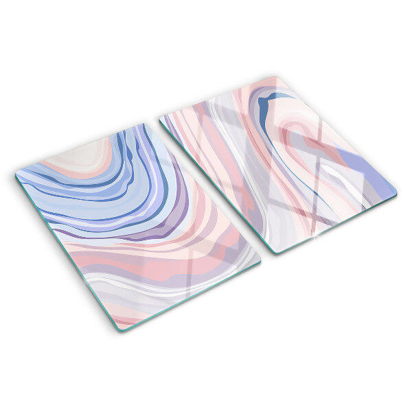 Tagliere in vetro temperato con motivo marmorizzato nei toni pastello