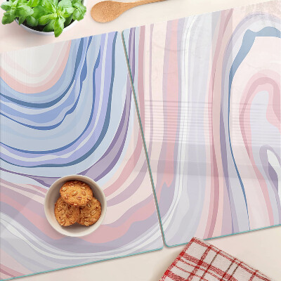 Tagliere in vetro temperato con motivo marmorizzato nei toni pastello