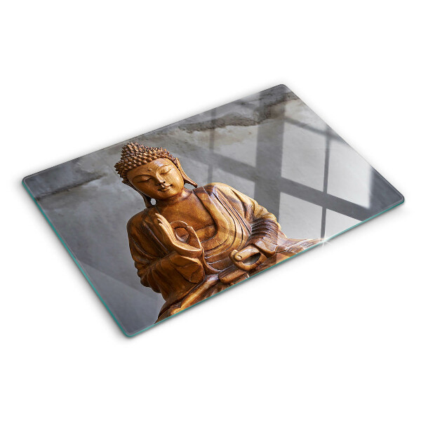 Tagliere in vetro temperato con stampa di un Buddha in meditazione