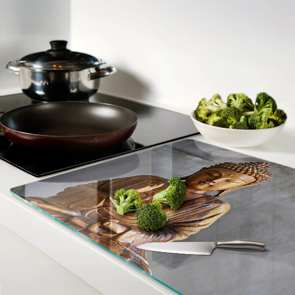 Tagliere in vetro temperato con stampa di un Buddha in meditazione