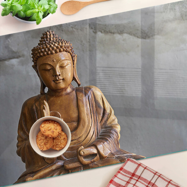 Tagliere in vetro temperato con stampa di un Buddha in meditazione