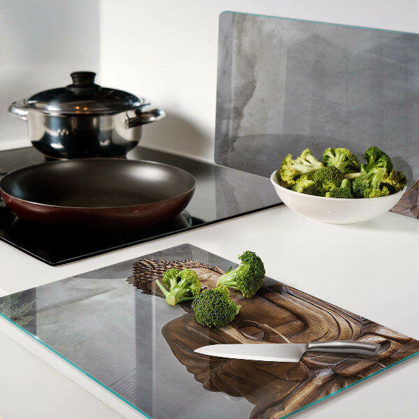 Tagliere in vetro temperato con stampa di un Buddha in meditazione