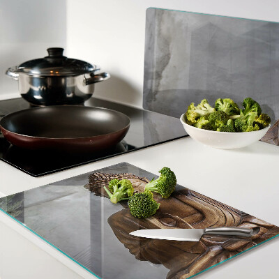 Tagliere in vetro temperato con stampa di un Buddha in meditazione