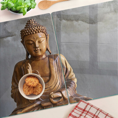 Tagliere in vetro temperato con stampa di un Buddha in meditazione