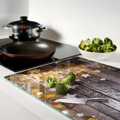 Tagliere in vetro con stampa a motivo albero di Natale decorato