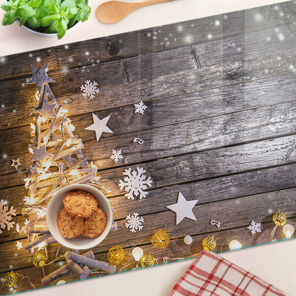 Tagliere in vetro con stampa a motivo albero di Natale decorato
