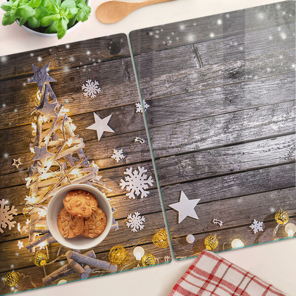 Tagliere in vetro Albero di Natale con decorazioni
