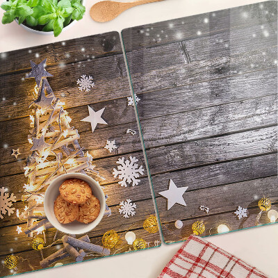 Tagliere in vetro Albero di Natale con decorazioni