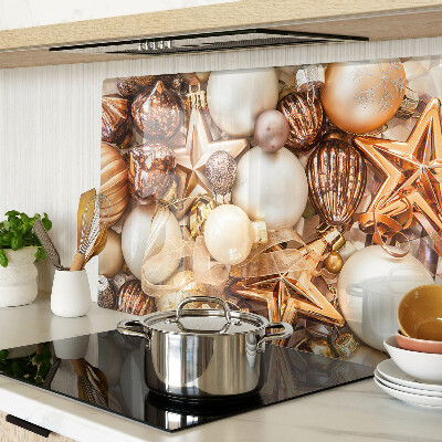 Tagliere in vetro temperato con decorazioni natalizie e palline