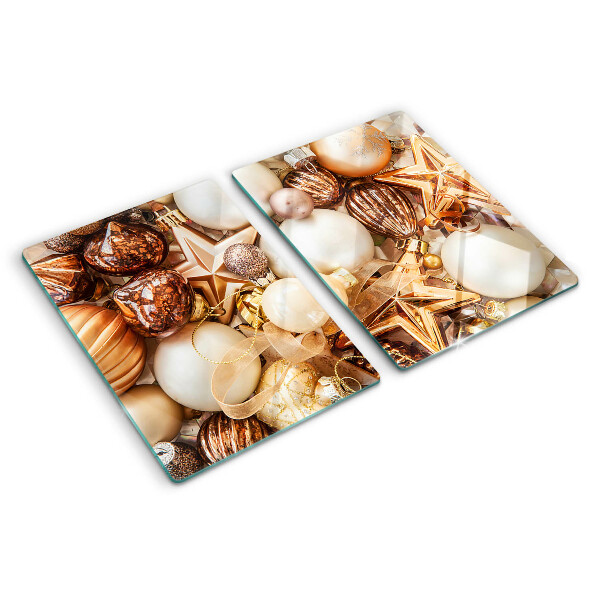 Tagliere in vetro temperato con decorazioni natalizie e palline