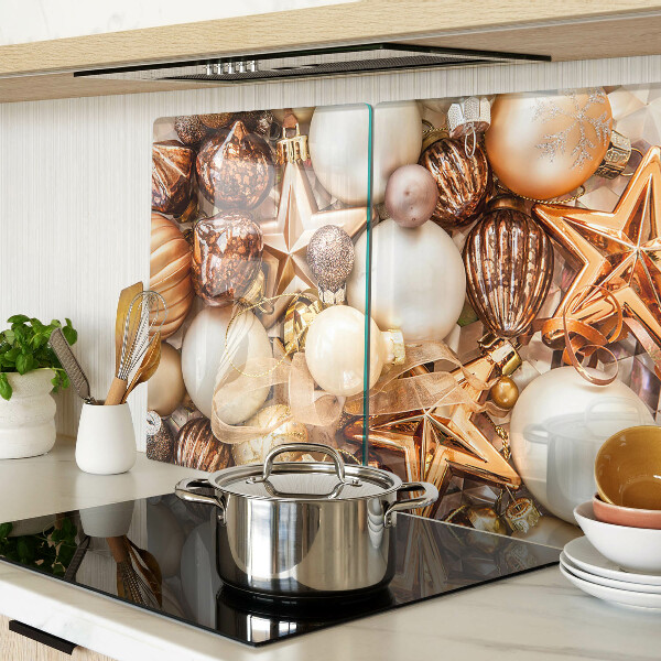 Tagliere in vetro temperato con decorazioni natalizie e palline