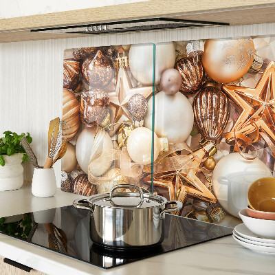 Tagliere in vetro temperato con decorazioni natalizie e palline