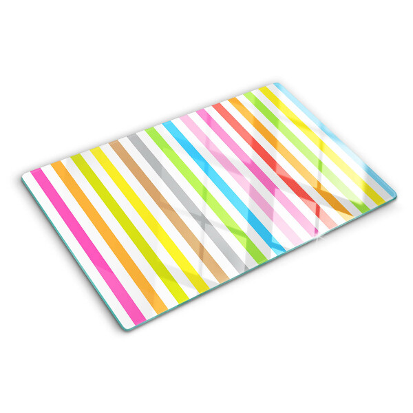 Tagliere in vetro temperato con strisce nei colori dell'arcobaleno