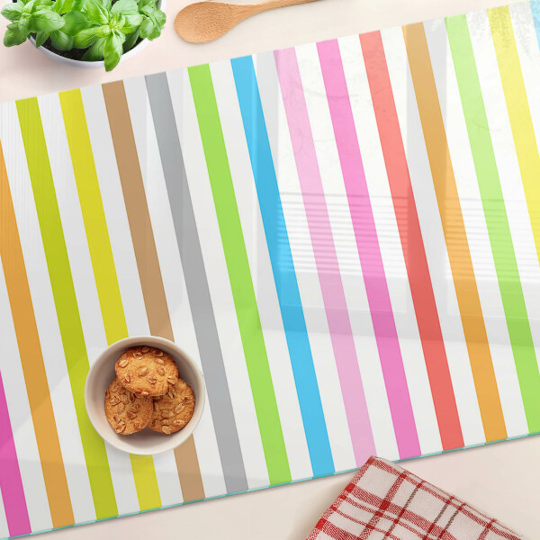 Tagliere in vetro temperato con strisce nei colori dell'arcobaleno