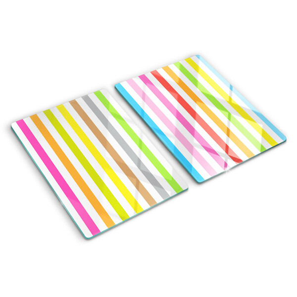 Tagliere in vetro temperato con strisce nei colori dell'arcobaleno