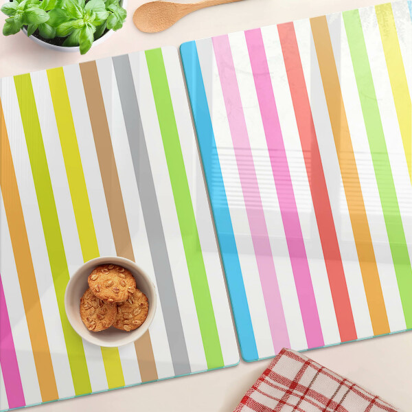 Tagliere in vetro temperato con strisce nei colori dell'arcobaleno