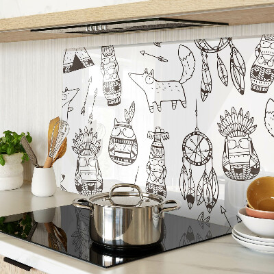 Tagliere in vetro con motivo etnico con figure di animali