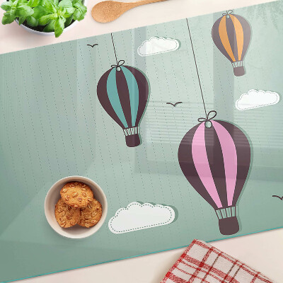 Tagliere in vetro temperato con stampa di mongolfiere