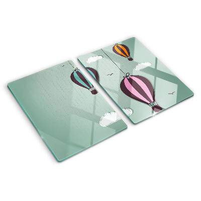 Tagliere in vetro temperato con stampa di mongolfiere