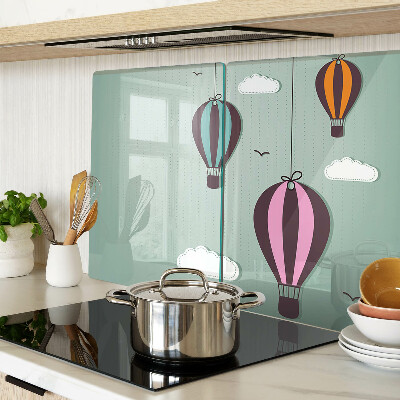 Tagliere in vetro temperato con stampa di mongolfiere