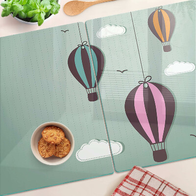 Tagliere in vetro temperato con stampa di mongolfiere