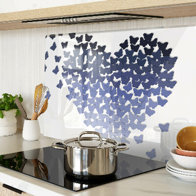 Tagliere in vetro temperato con motivo a cuore e decorazione di farfalle