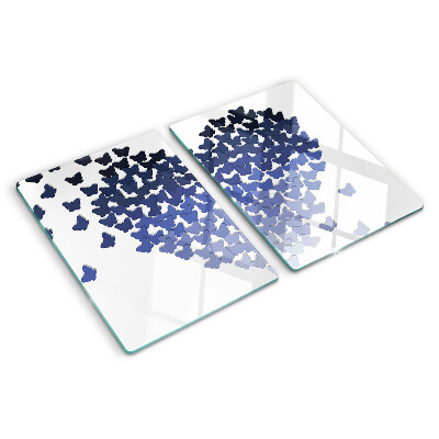 Tagliere in vetro temperato con motivo a cuore e decorazione di farfalle